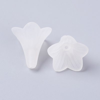 P154 akrylpärlor blomma frostad vit 21x23mm, 15stk
