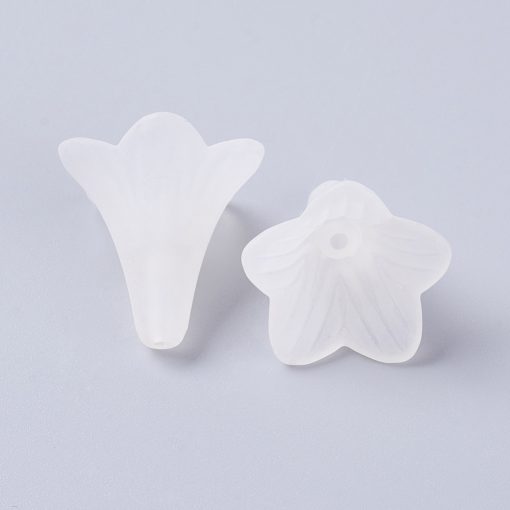 P154 akrylpärlor blomma frostad vit 21x23mm, 15stk