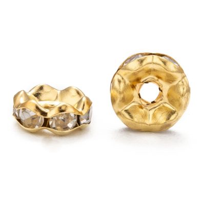 M007 Strass rondell 6mm vågig kant grad A 30 stk guld