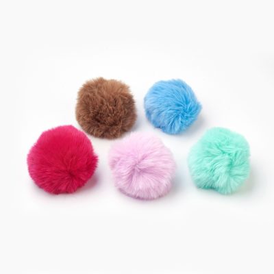 F01 fluffig pompom boll med ögla färg gul