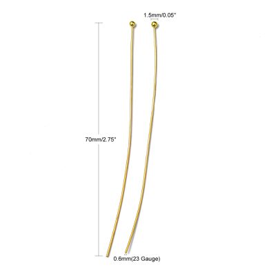 P100 Bollpinnar 70x0,6mm i mässing 30stk guld