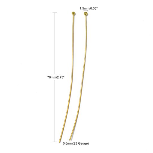 P100 Bollpinnar 70x0,6mm i mässing 30stk guld