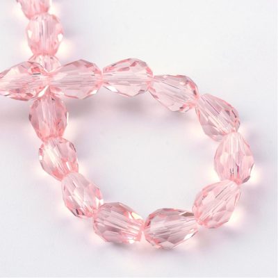 P170 glaspärla droppform rosa 8x6mm