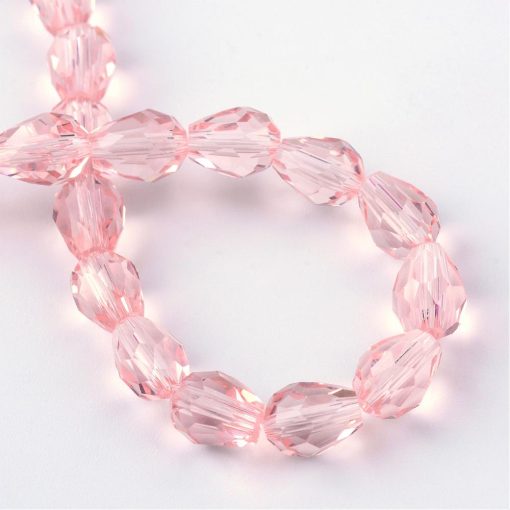 P170 glaspärla droppform rosa 8x6mm