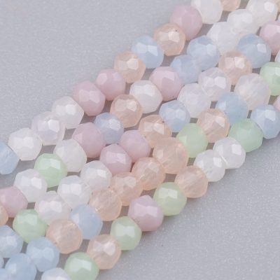 P163 Glaspärla imitation jade, rondell pastellmix 2~2,5x1,5~2mm