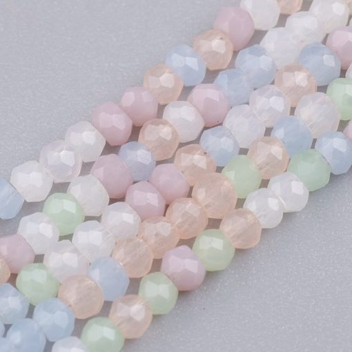 P163 Glaspärla imitation jade, rondell pastellmix 2~2,5x1,5~2mm