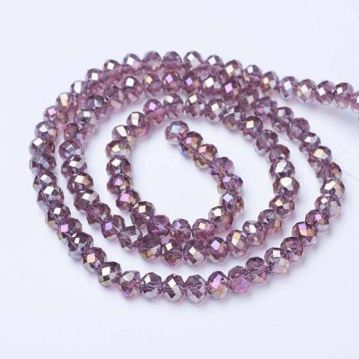 P70 glaspärla fasett rondell 2,9~3,3x2 mm gammelrosa ab