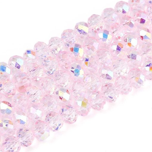 P185 Glaspärla fasett rondell ab pink 4~4,5mm