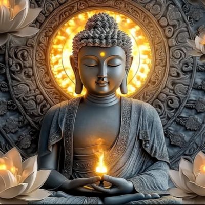 R50688 dp 50x40cm Buddha lotus fyrkantig pärla