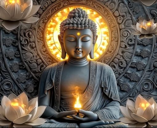 R50688 dp 50x40cm Buddha lotus fyrkantig pärla