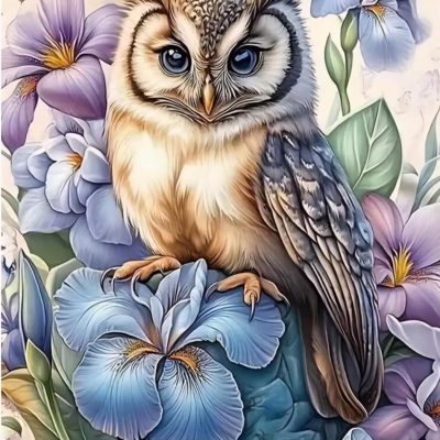 R50677 dp 40x50cm uggla blommor fyrkantig pärla