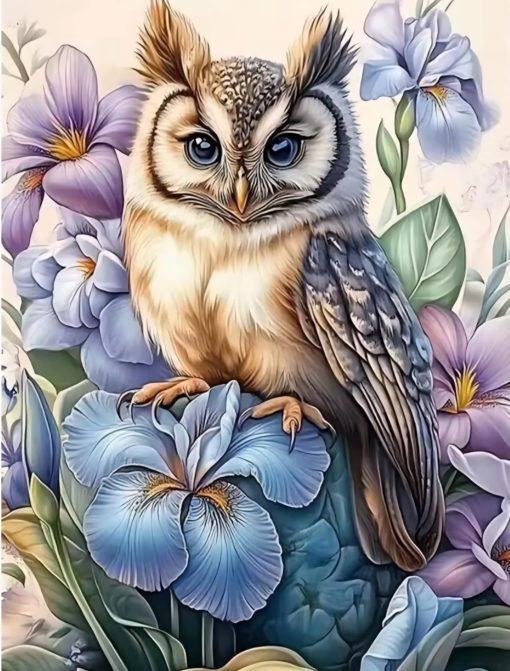 R50677 dp 40x50cm uggla blommor fyrkantig pärla