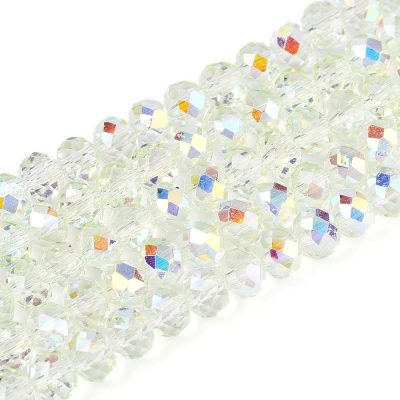 P184 Glaspärla fasett rondell ab honeydew 4~4,5mm