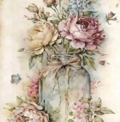 S49960 vintage blommor 40x50cm fyrkantig pärla