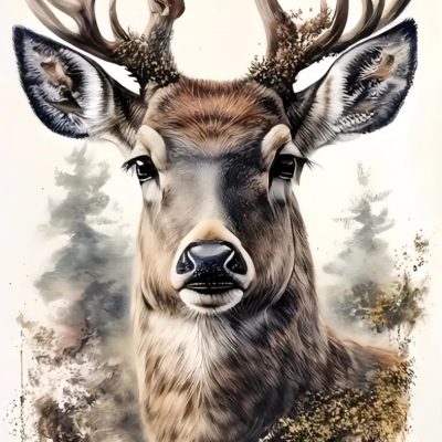 R41815 hjort 50x70cm rund pärla