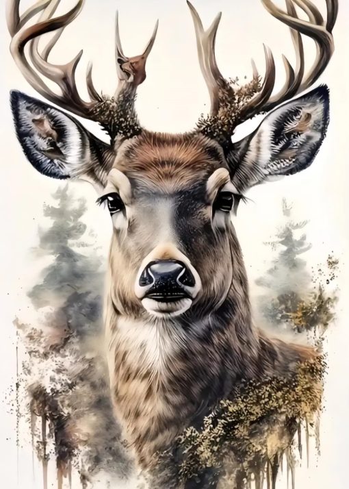 R41815 hjort 50x70cm rund pärla