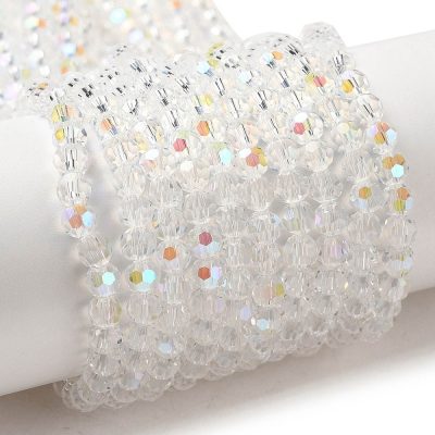 3303 Glaspärla electro fasett pläterad ab 4mm