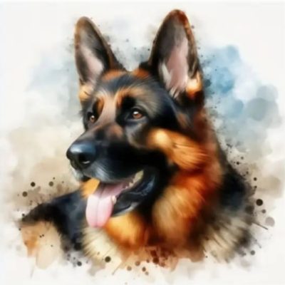 S50687 schäfer hund 40x50cm fyrkantig pärla