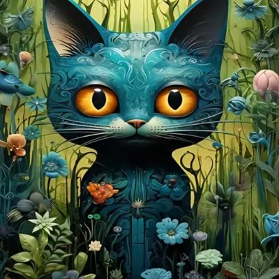 R41400 katt 40x50cm rund pärla