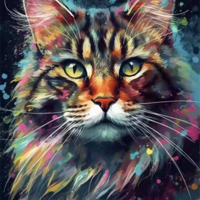 S50166 färgglad katt 40x50cm fyrkantig pärla