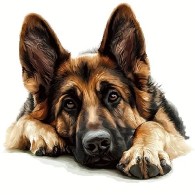 S50699 schäfer hund 40x50cm fyrkantig pärla