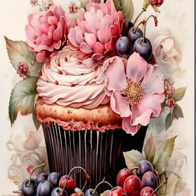 S50764 40x50cm cupcake rosa fyrkantig pärla