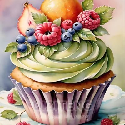 S50762 40x50cm cupcake mintgrön drake fyrkantig pärla