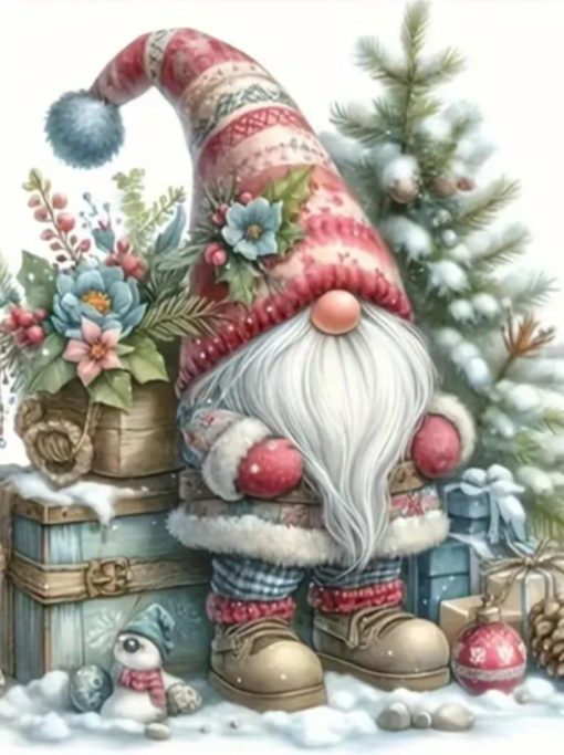 R41901 40x50cm tomte vätte gran jul rund pärla