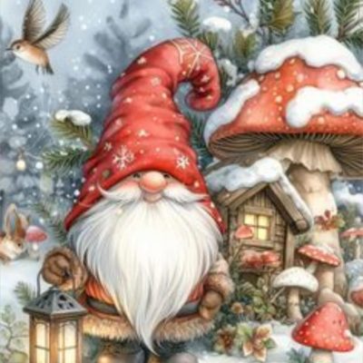 R41890 40x50cm tomte lykta jul rund pärla