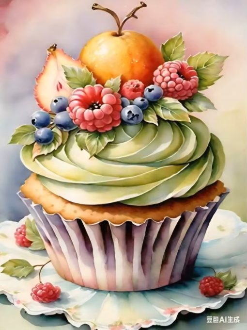 S50762 40x50cm cupcake mintgrön fyrkantig pärla