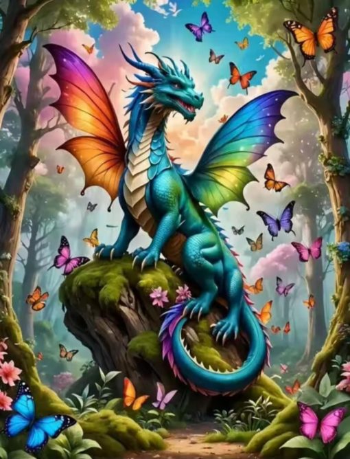 S50758 40x50cm fantasy drake fyrkantig pärla
