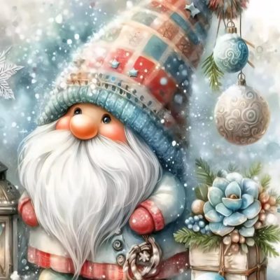 R41897 tomte jul 30x40cm rund pärla
