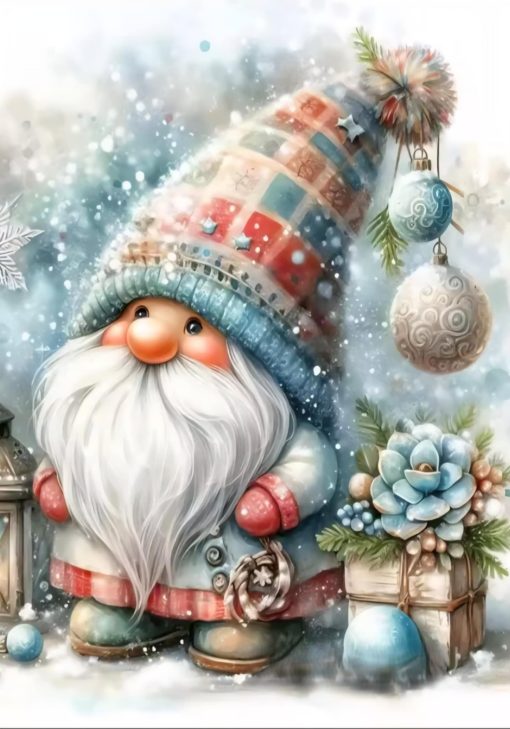 R41897 tomte jul 30x40cm rund pärla