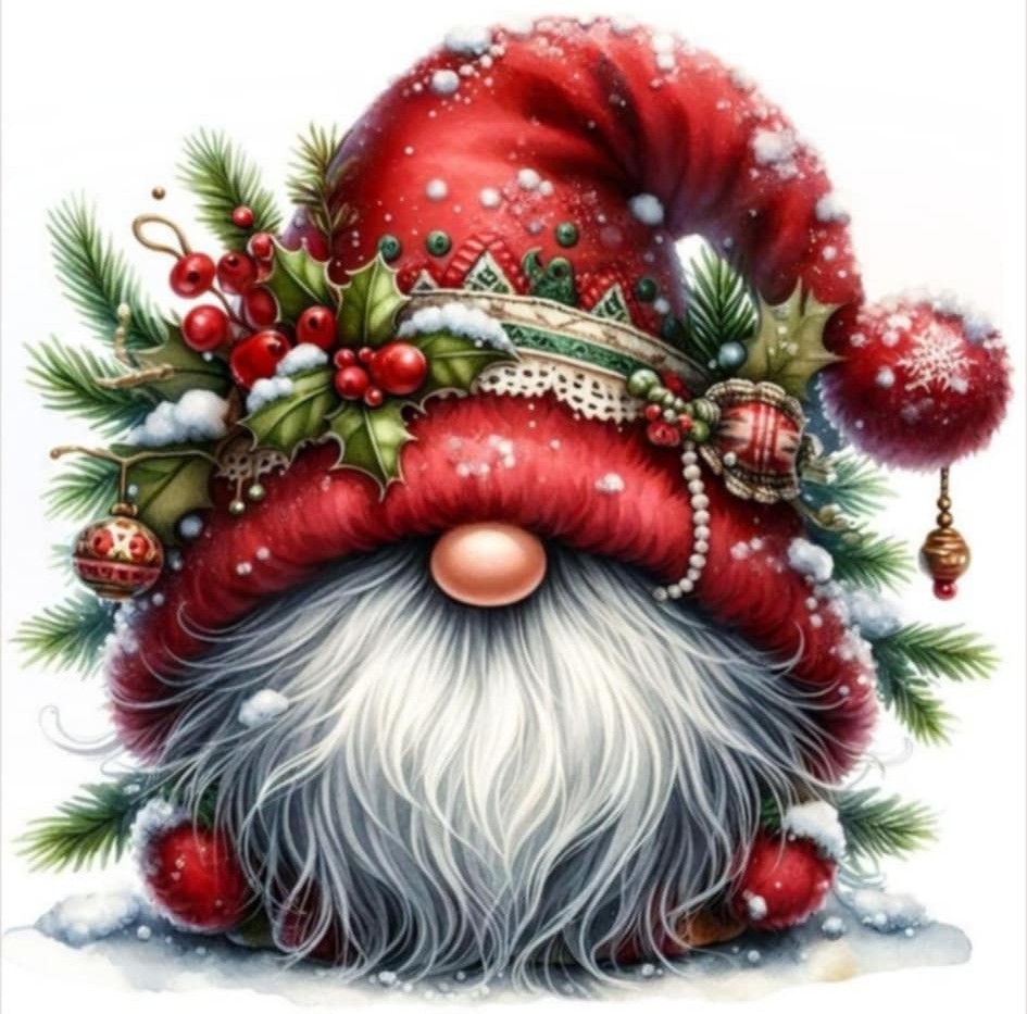 S50887 startkit tomte med röd luva 20x20cm fyrkantig pärla