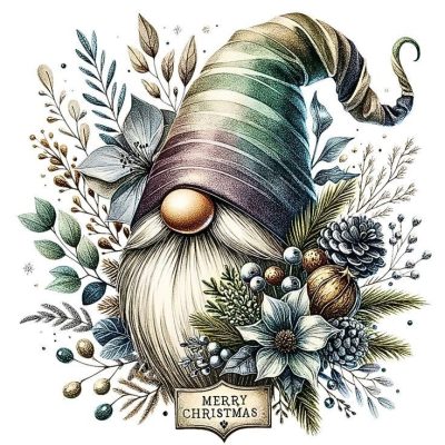 S50906 40x50cm tomte vätte blommor fyrkantig pärla