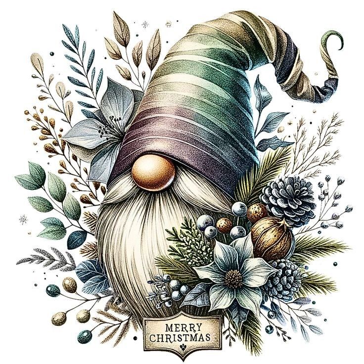 S50906 40x50cm tomte vätte blommor fyrkantig pärla