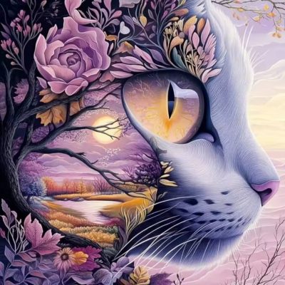 Diamond painting 40x50cm katt fyrkantig pärla