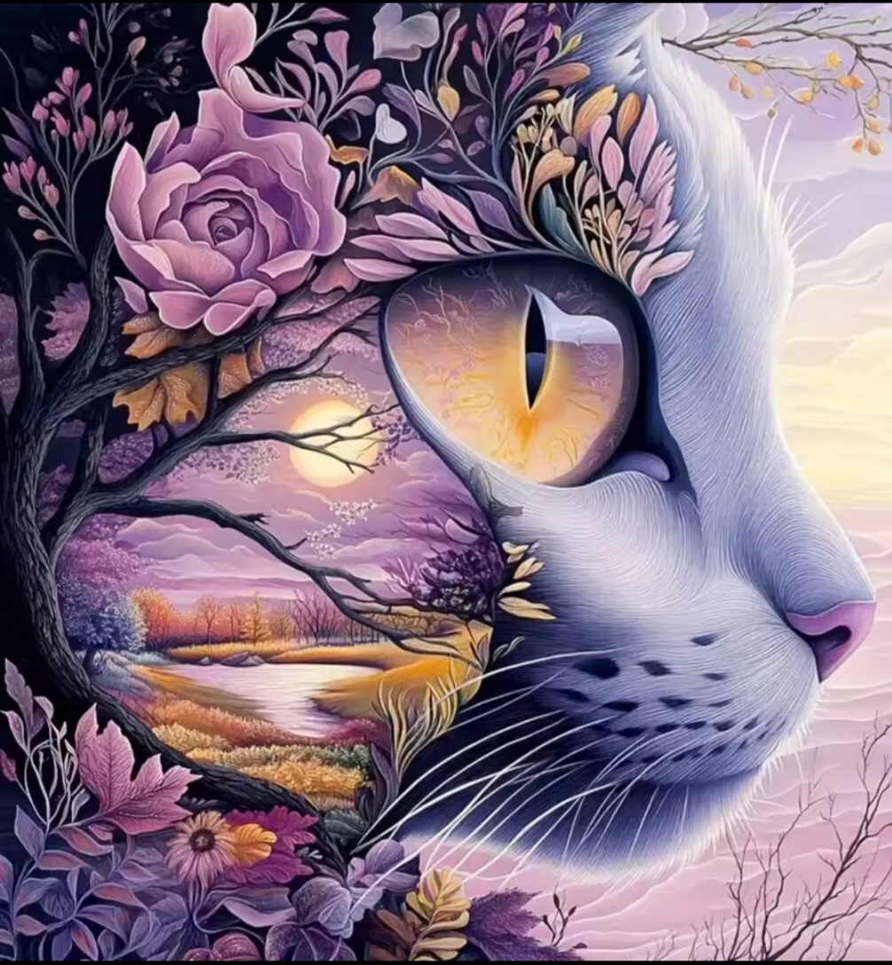 Diamond painting 40x50cm katt fyrkantig pärla