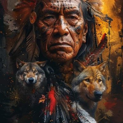 Diamant tavla indian varg 50x70cm fyrkantig pärla