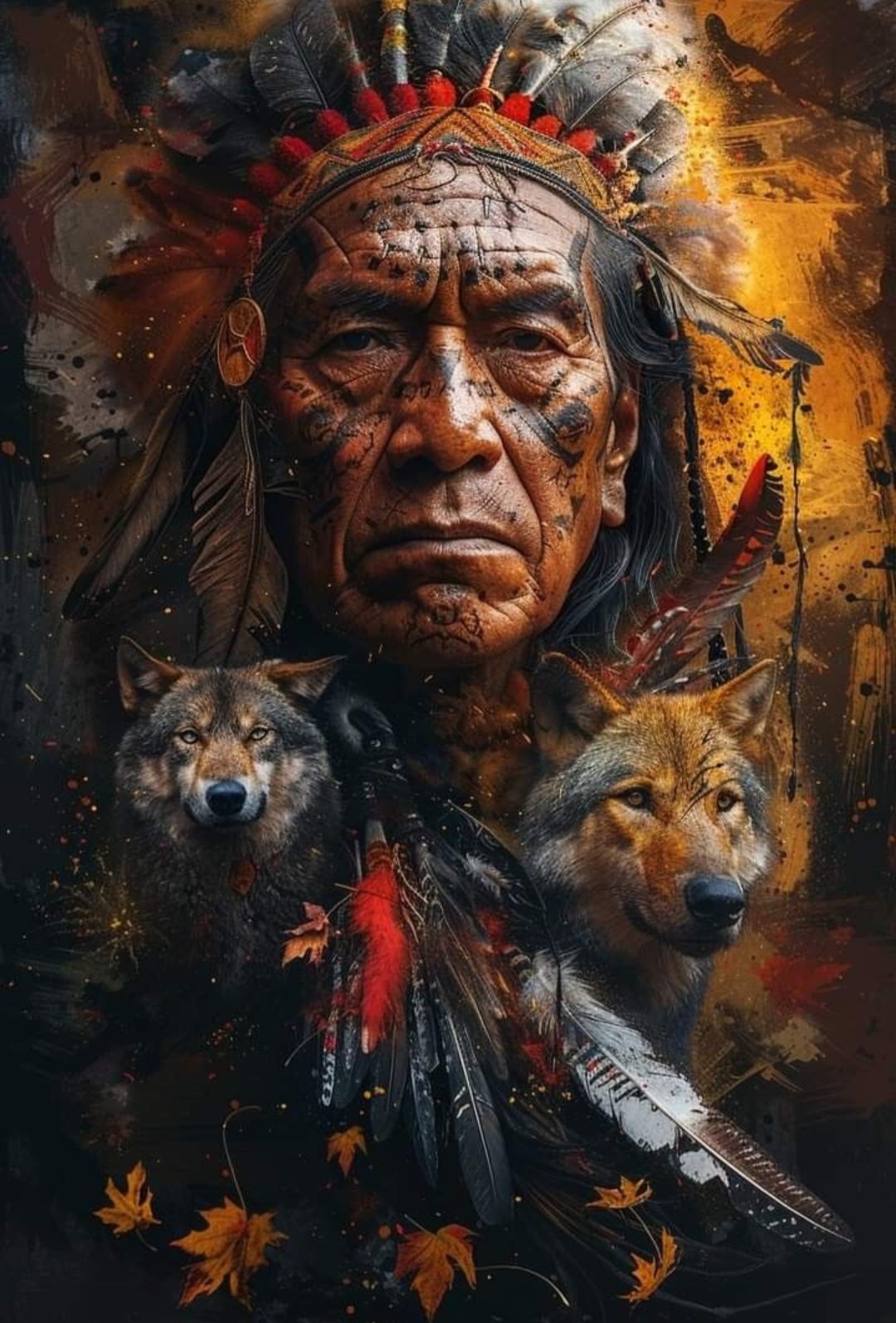 Diamant tavla indian varg 50x70cm fyrkantig pärla