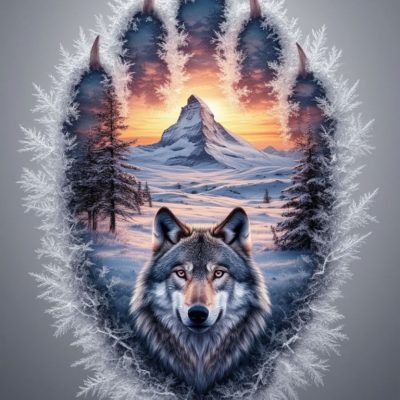 Diamond painting 40x50cm Varg i tass fyrkantig pärla