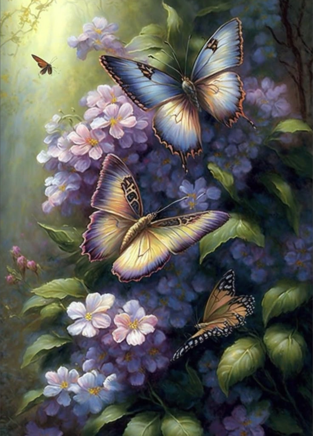 Diamond painting 40x50cm fjärilar syren fyrkantig pärla