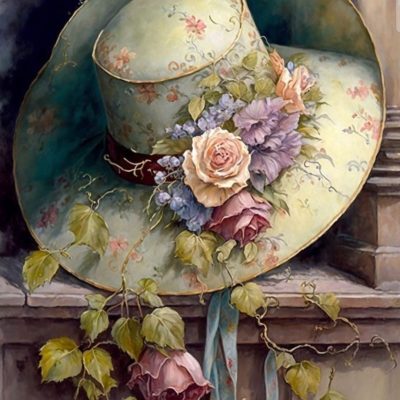 Diamond painting 40x50cm vintage hatt fyrkantig pärla