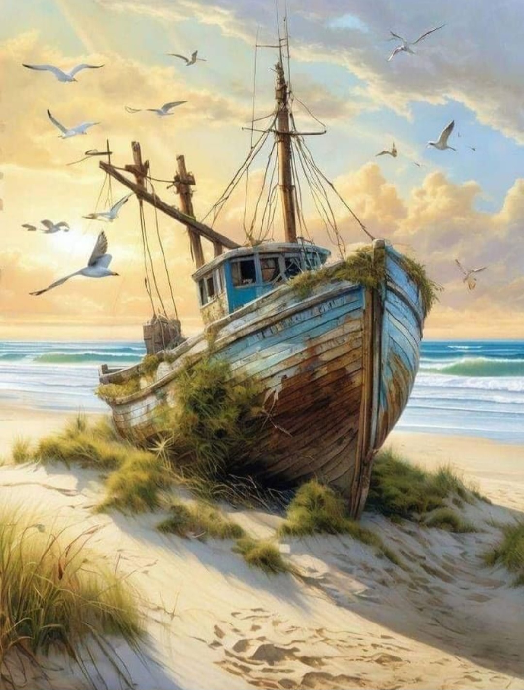 Diamond painting 40x50cm fiskebåt fyrkantig pärla