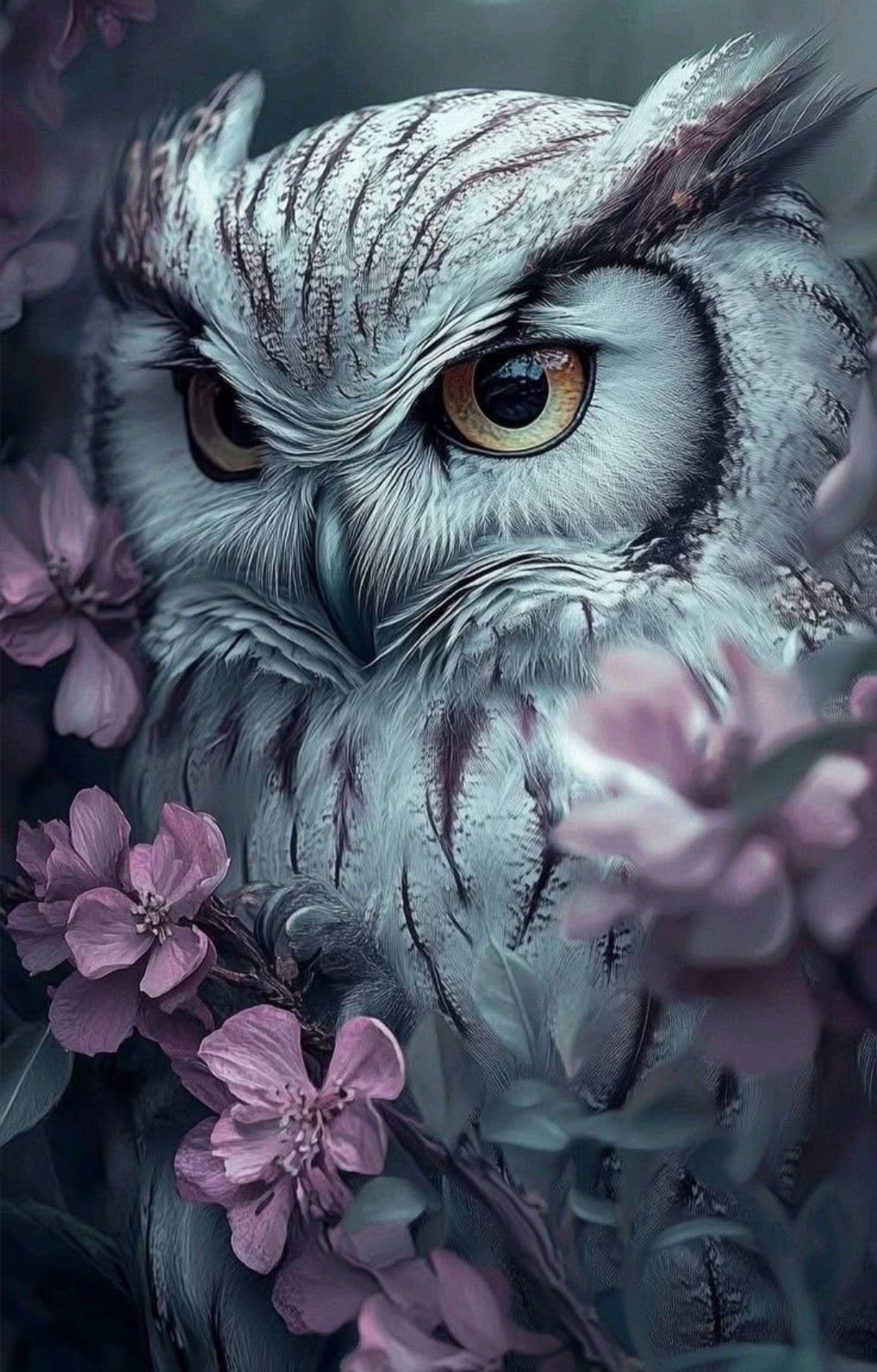 Diamant tavla uggla lila 50x70cm fyrkantig pärla