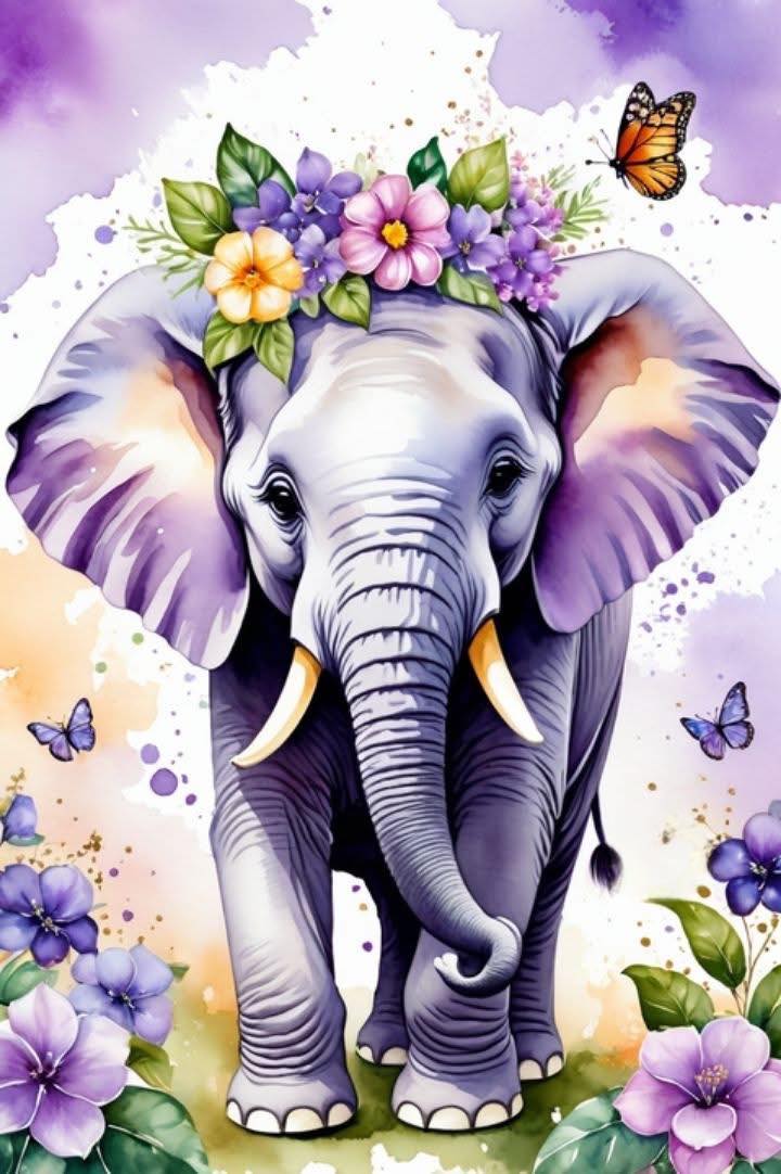 Diamond painting 40x50cm elefant fyrkantig pärla